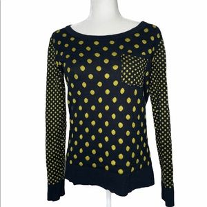 New Directions Polka Dot Sweater Contrast Sleeves